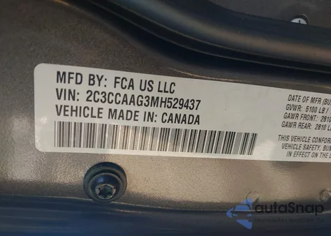 2021 Chrysler 300 Touring from USA, damaged, VIN 2C3CCAAG3MH529437